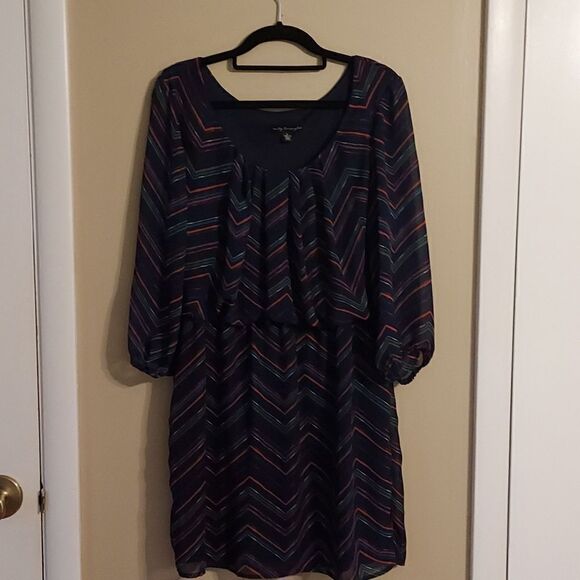 City Triangles Sheer Lined Dress with Puff Sleeve - Picture 2 of 5